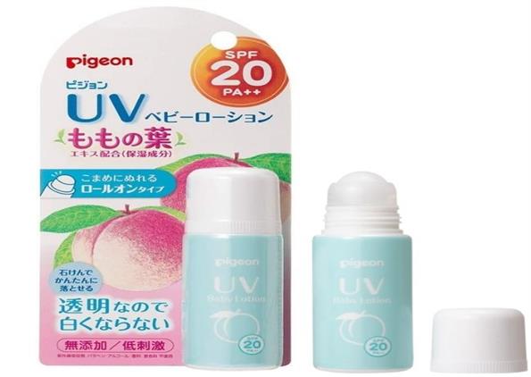 Kem chống nắng Pigeon UV Baby Lotion SPF 20 cho bé chiết xuất lá đào dạng lăn 25g